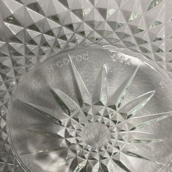 Vintage ARCROC USA Starburst Diamant Diamond Clear Glass Salad Serving Bowl – 9” - Picture 6 of 10